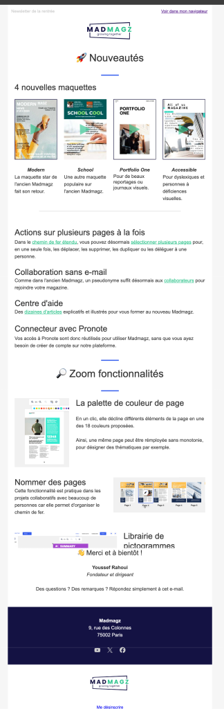 Newsletter de la rentrée scolaire 2024